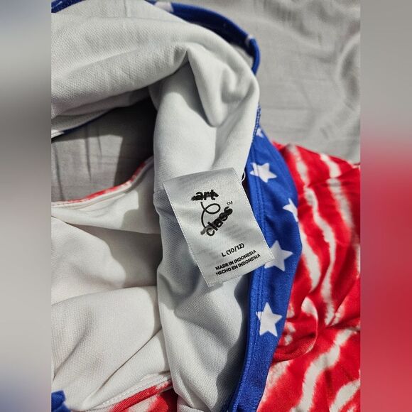 Art Class girls Blue and Red Star Striped Swimsuit L 10/12 - Picture 3 of 4